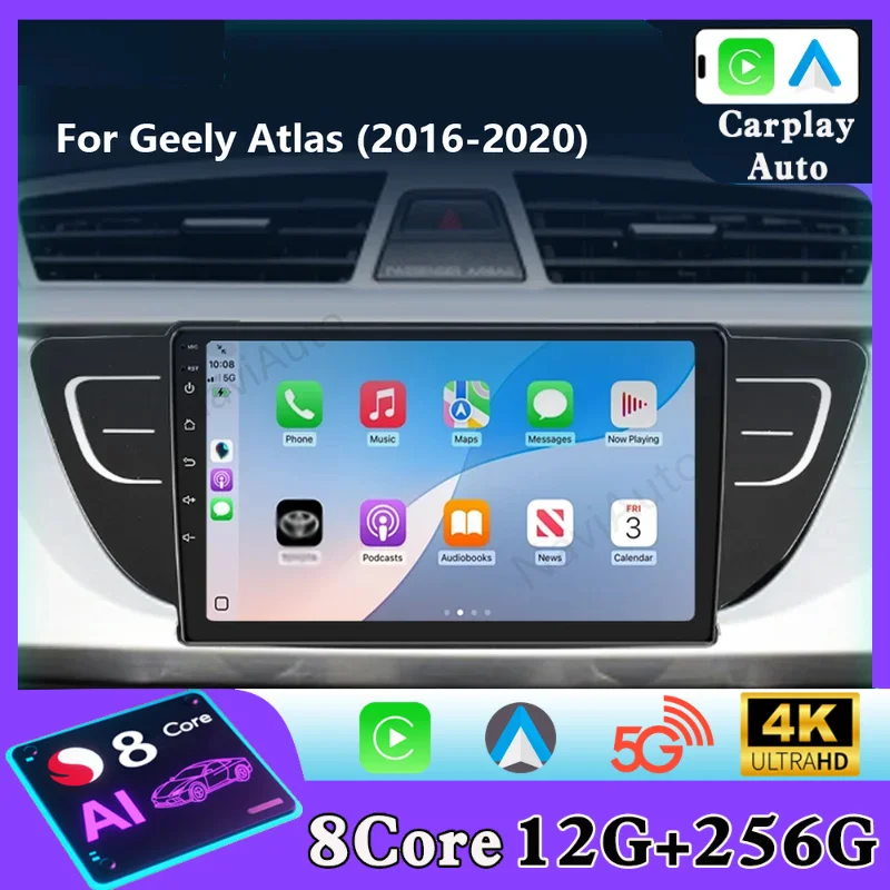 Android  Auto  Car Radio Multimedia Video Player for Geely Atlas NL-3 2016-2020 Navigation GPS Carplay Stereo 2 Din Dvd