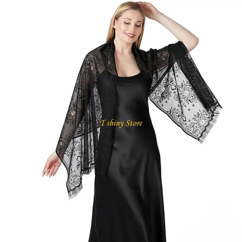 

N58F Elegant and Trendy Lace Shawl for Wedding Dress Shawl Wrap Dress Shawl
