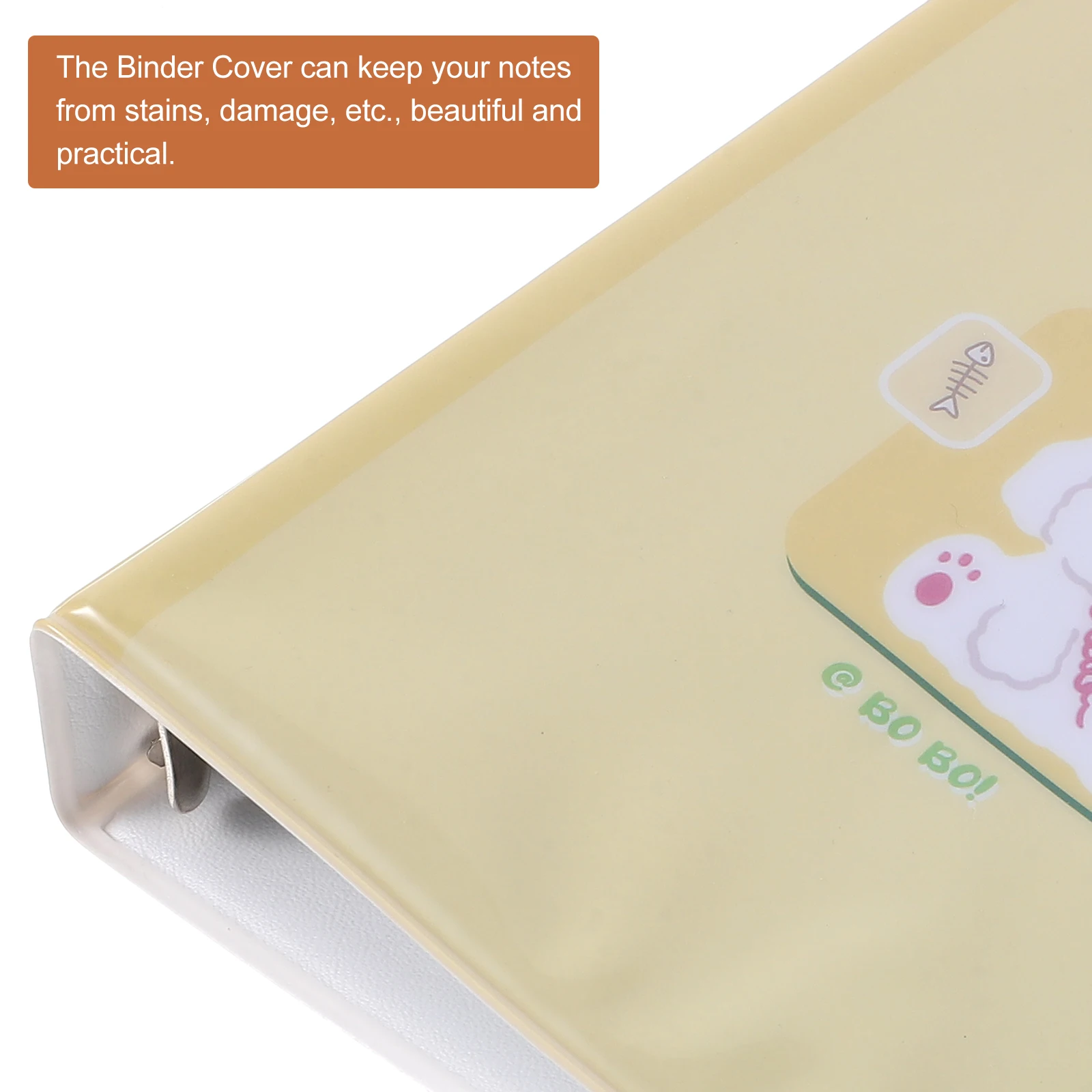 

Loose Leaf A5 Storage Binder Cream Yellow 6 Ring PVC Cover Cartoon DIY Notebook Planner Folder Document Organizer Office