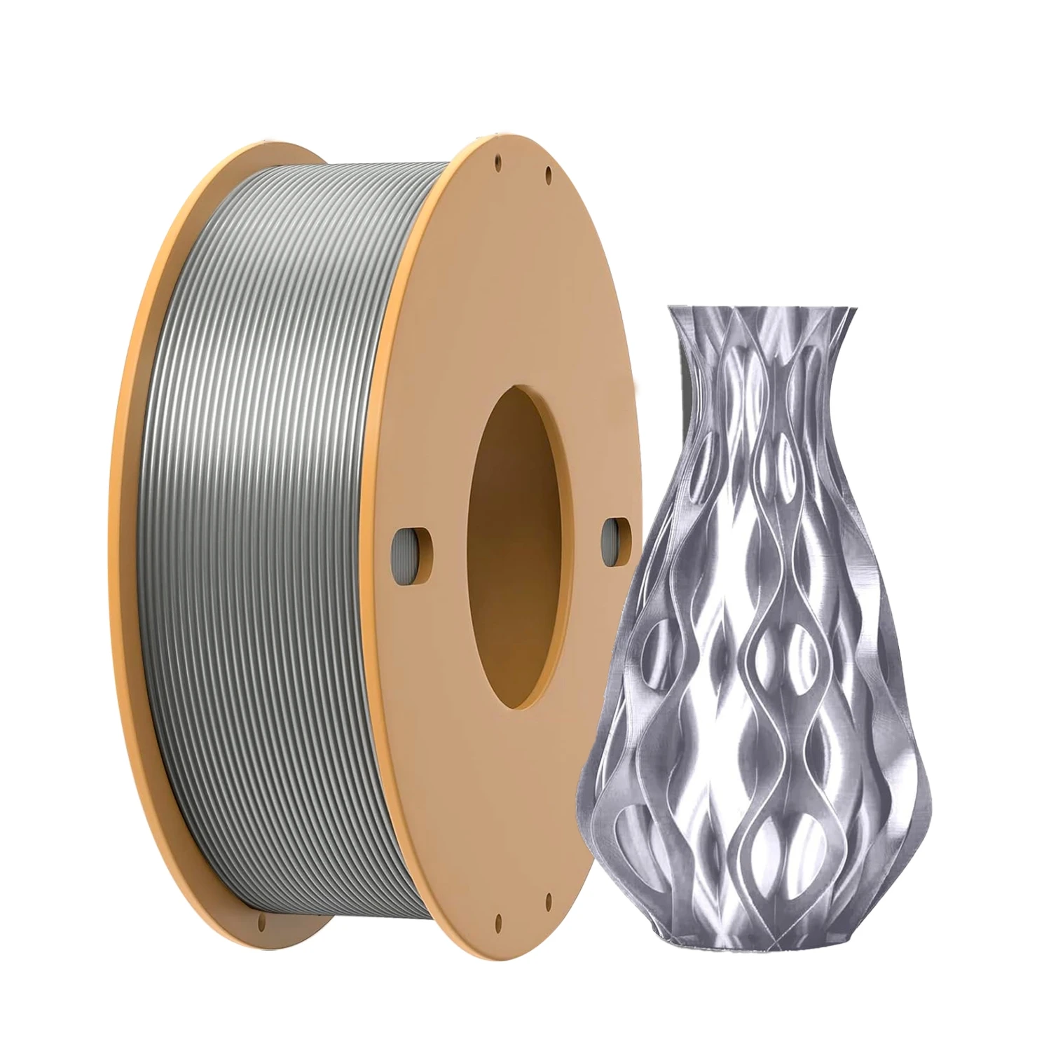 

Glossy Silver Silk PLA Filament 1.75mm: Works with Bambu Lab, Creality, Anycubic 3D Printers, 0.25KG