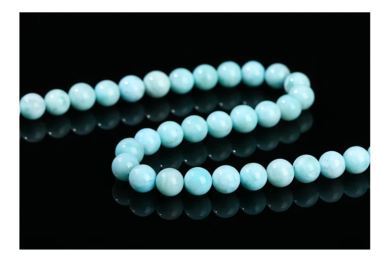 3A Natürliche Dominica-Larimar-Steinperle, glatt, rund, lose Distanzperle, Meeres-Edelstein für Schmuckherstellung, DIY-Armband-Zubehör – Detail 4