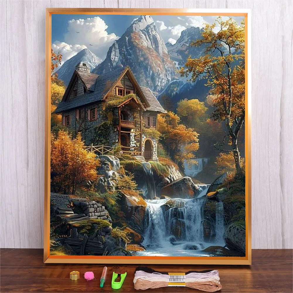 

Cross Stitch Kit Mountain Forest House Embroidery Crafts Wall Decorations Needlework Scenery Patterns Handicraft For Living Room