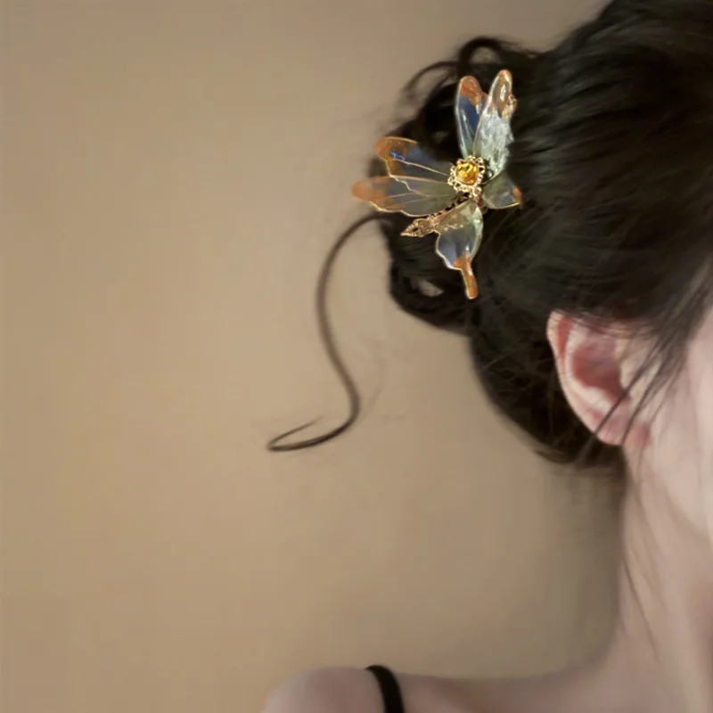 

Butterfly Dream Super Fairy NewRetro Heat Shrink Butterfly Hair Clip Niche Temperament Hanfu Side Clip