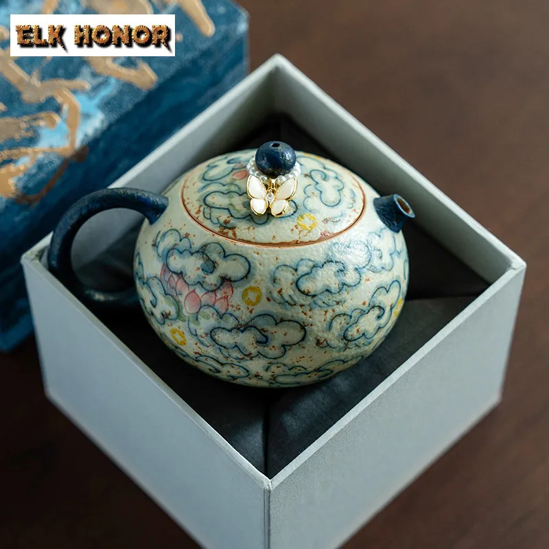 

150ml Hand-painted Auspicious Clouds Xishi Teapot Aesthetic Tea Infuser Pot Tea Maker Kettle With Ball Hole For Tea Decoration