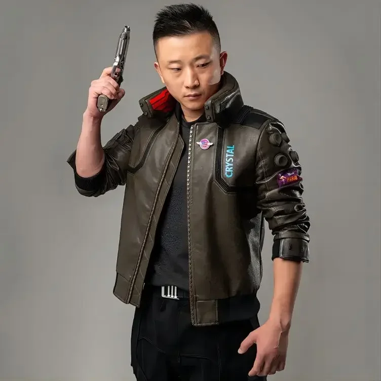 Game Punk Style 2077 Samurai Main Character V Cosplay Costume for Man Faux Leather Game Punk Jacket New Carnival Suits