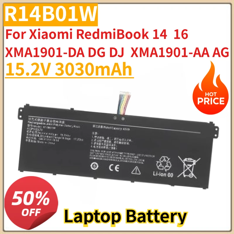 

High Quality New 15.2V 3030mAh Laptop Battery R14B01W for Xiaomi RedmiBook 14 16 XMA1901-DA DG DJ XMA1901-AA AG