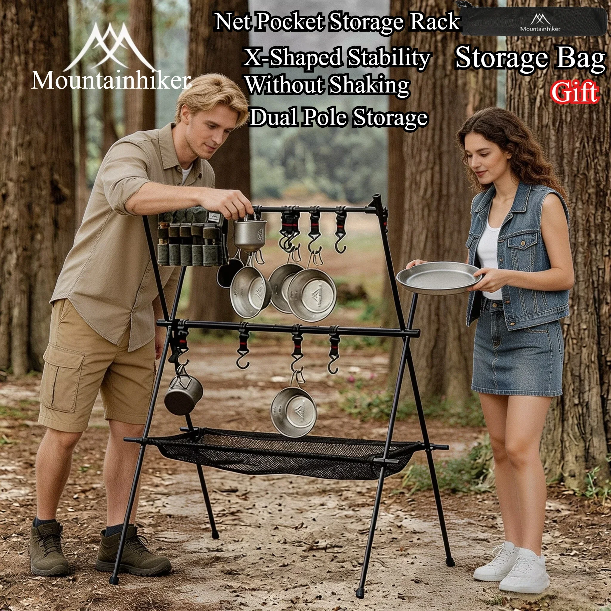 

Складная треугольная подвесная полка MOUNTAINHIKER из алюминиевого сплава для кемпинга, пикника, барбекю, для хранения посуды, кастрюль и сковородок