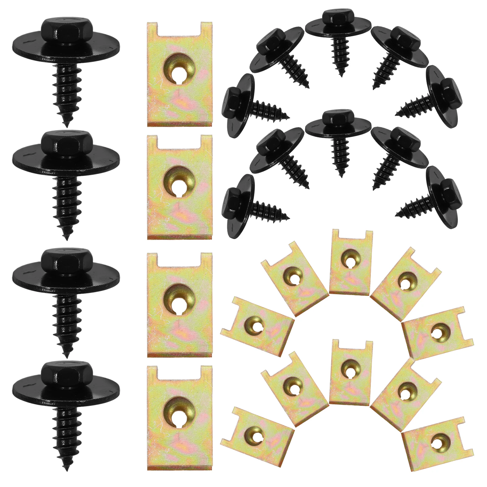 

40pcs Gasket Screw Nut Assembly Car Body U Clips Repair Fastening Body Bolts Screws Assortment Kit Bolts Hardware Kit Screws