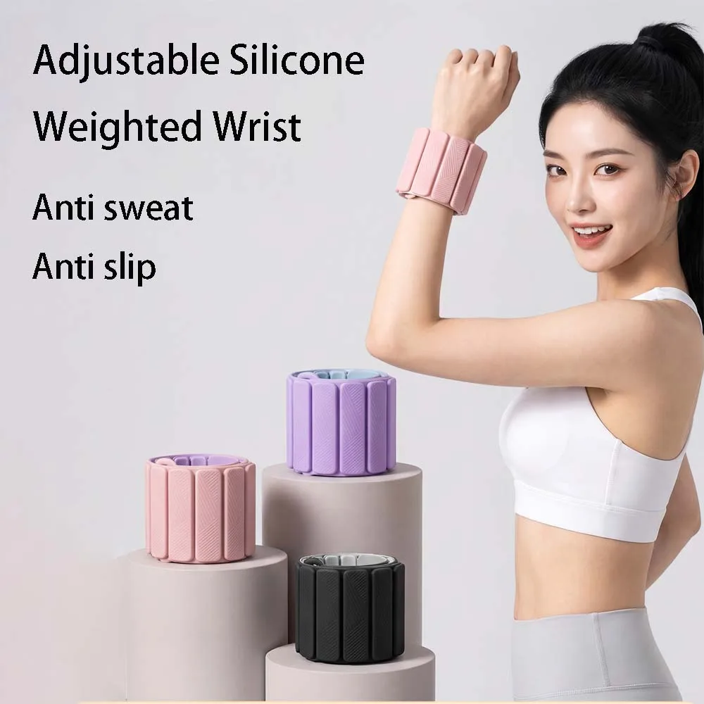 0.5KG*2 Magnetic Adjustable Silicone Weighted Wrist Ankle Bracelets Hand & Foot Weights for Yoga Pilates Gym Strength Training