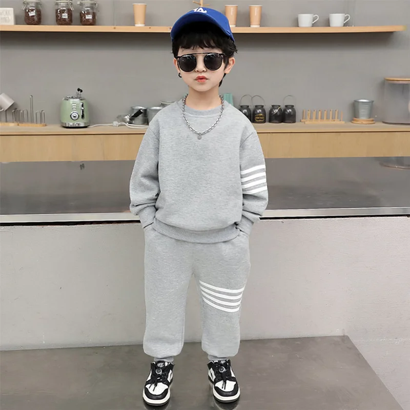 Boys Suit Sweatshirts +Pants Cotton 2Pcs/Sets 2023 Scoop Spring Autumn Sportswear Outfits Outdoors Thicken Children Clothing