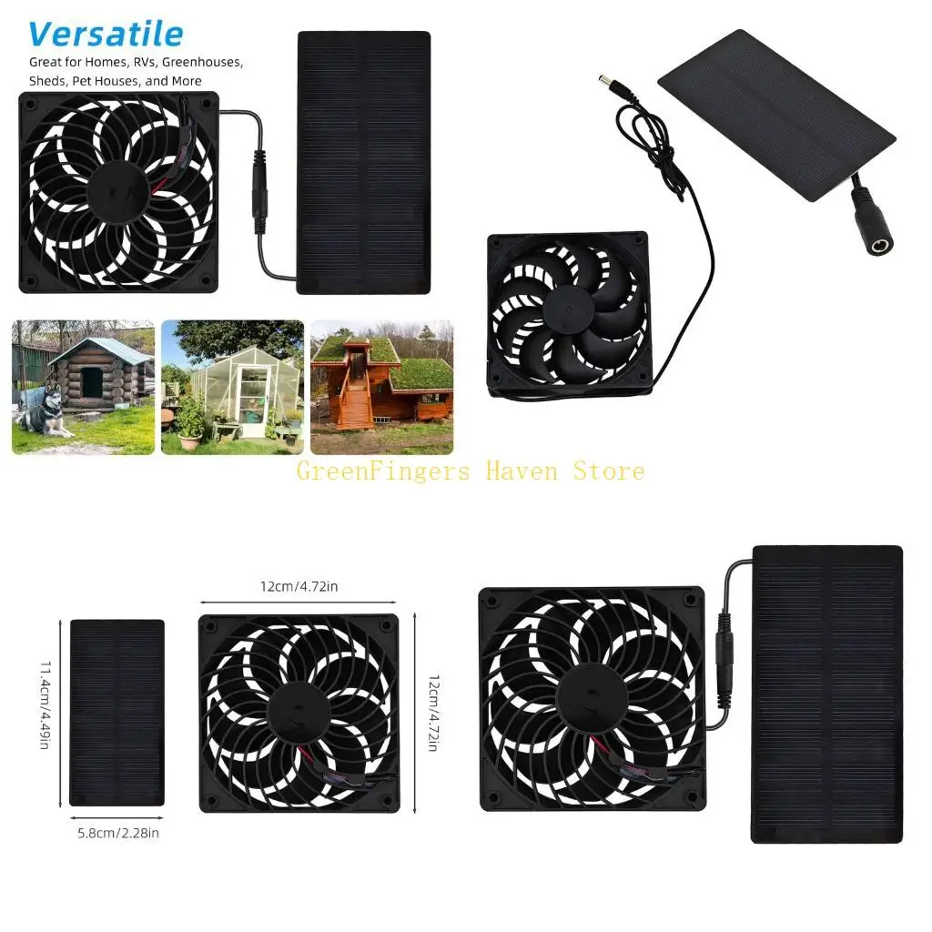 F68D Practical Solars Exhaust Fan 0.8W 4V Easy Installion Designs for Campers Greenhouses and Pet Houses Daily Casual Use