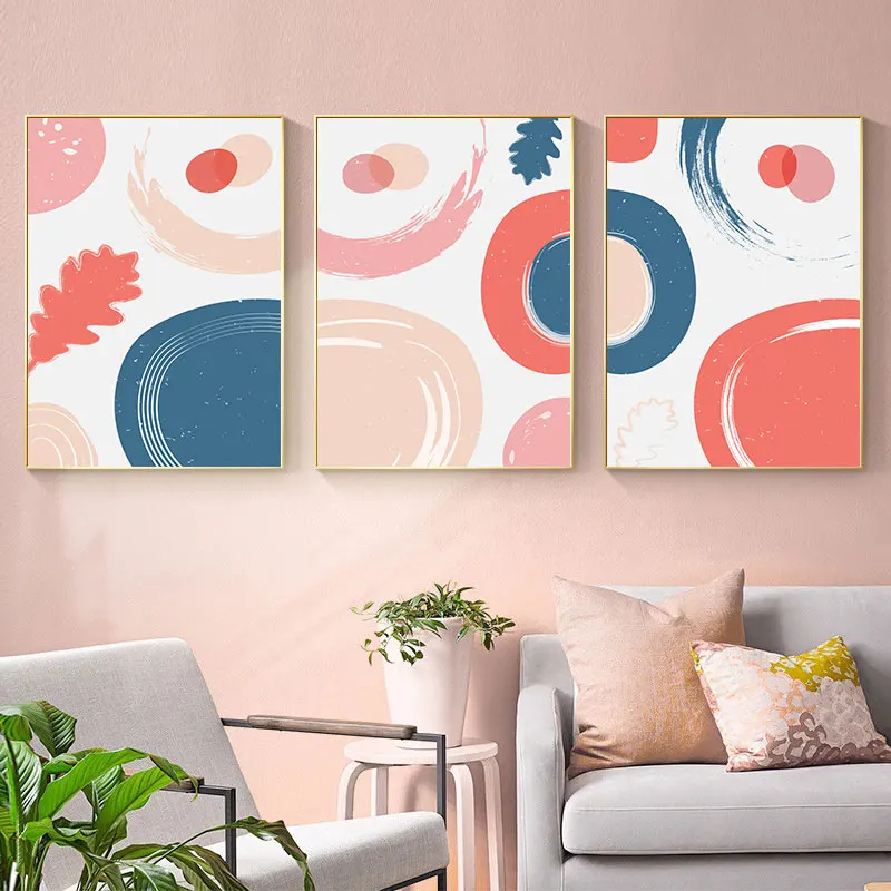 Print Abstract Red and Blue Color Block Canvas Art Painting Fashion Living Room Wall Decorative Poster Simple Home Decor Picture