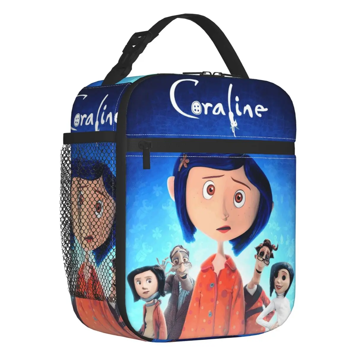 

Custom Coraline Twitchy Witchy Thermal Insulated Lunch Bags Horror Scary Movie Resuable Lunch Container School Storage Food Box