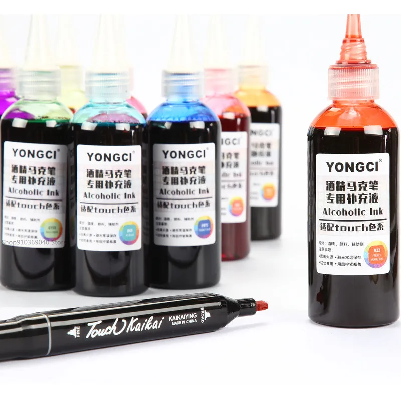 100ML 168 Colors Marker Replenishing Liquid Universal Filling Ink Oily Alcohol Color Marker Ink Filling Liquid Art Supplies