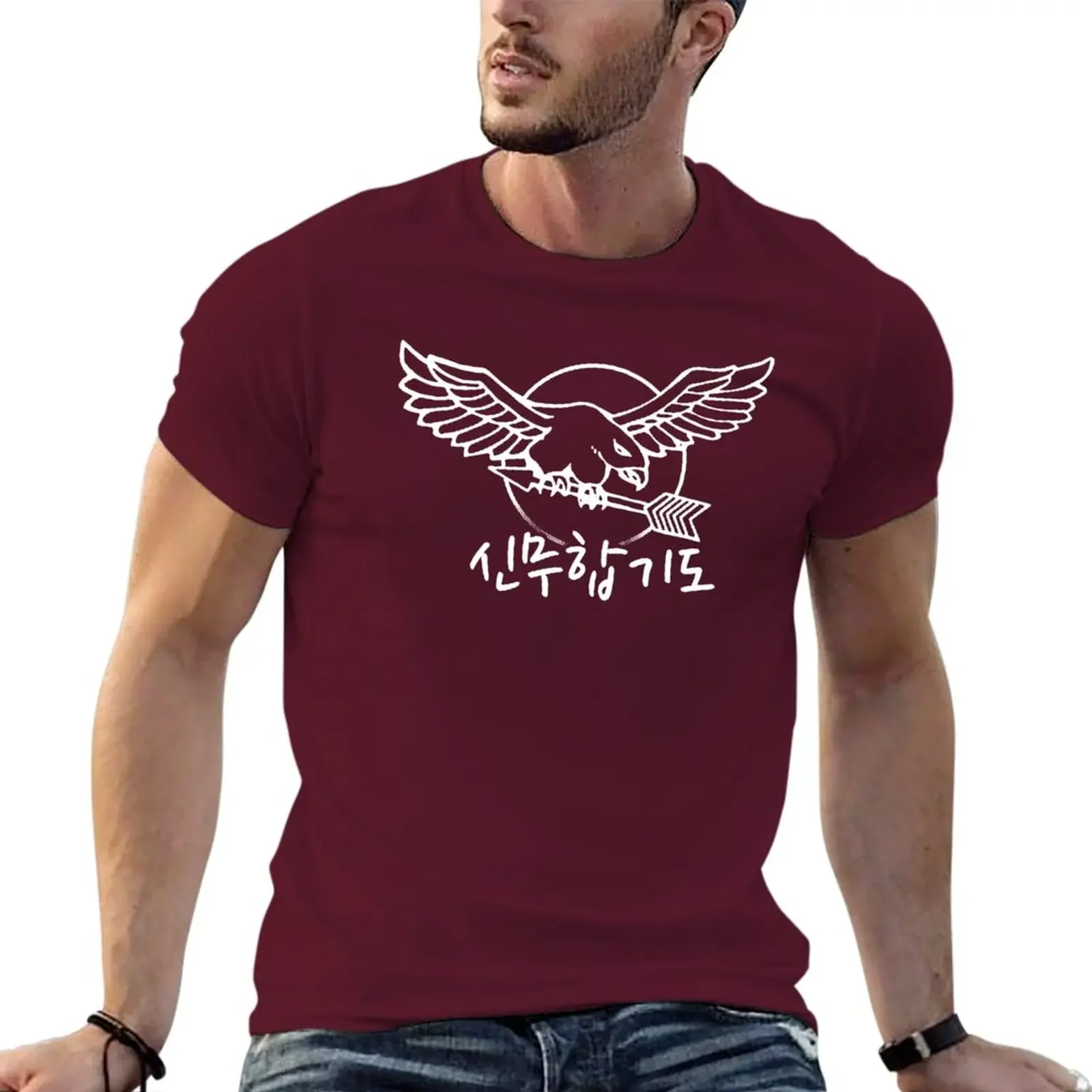 Animal Prinfor Boys Blacks Aesthetic Clothes Mens T Shirts Casual Stylish Sin Moo Hapkido Eagle and Arrow T-Shirt Men Clothing