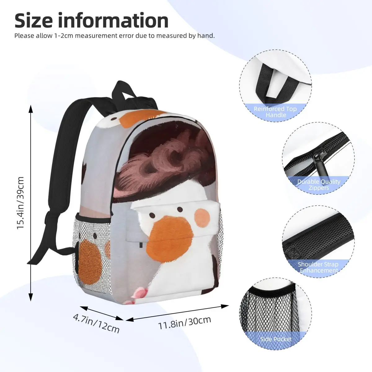 Cartoon Popular Goose Animal Backpack Student BookBag Children School Bag Laptop Shoulder Bags for Boys Girls