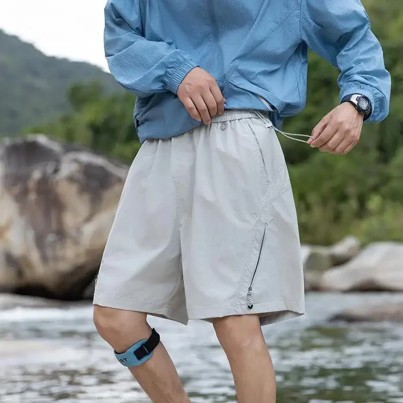 

2026 Summer Men's Casual Shorts, Loose Fit, Lightweight Thin Fabric, Trendy Streetwear Style, For Outdoor Sports, Hiking, Traini