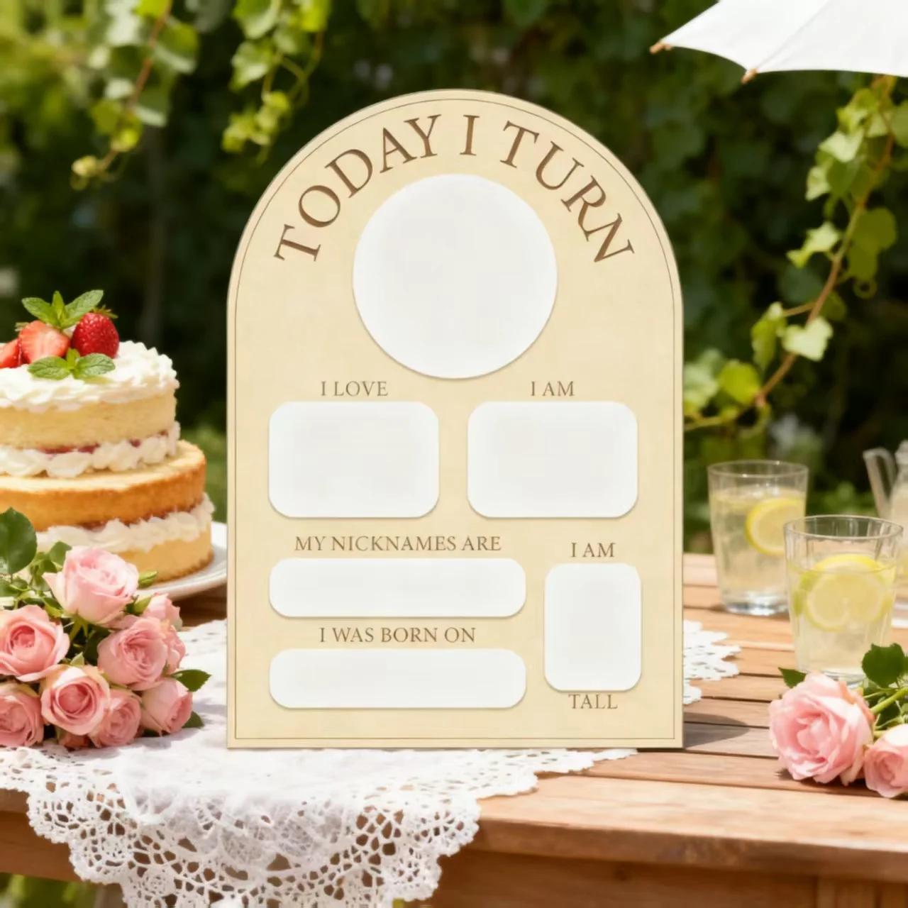 اليوم I Turn لوحة معلم خشبية - دعامة صور قابلة لإعادة الاستخدام مقاس 26 × 18 سم، لافتة عيد ميلاد للأطفال قابلة للتخصيص لجميع الاحتفالات #1