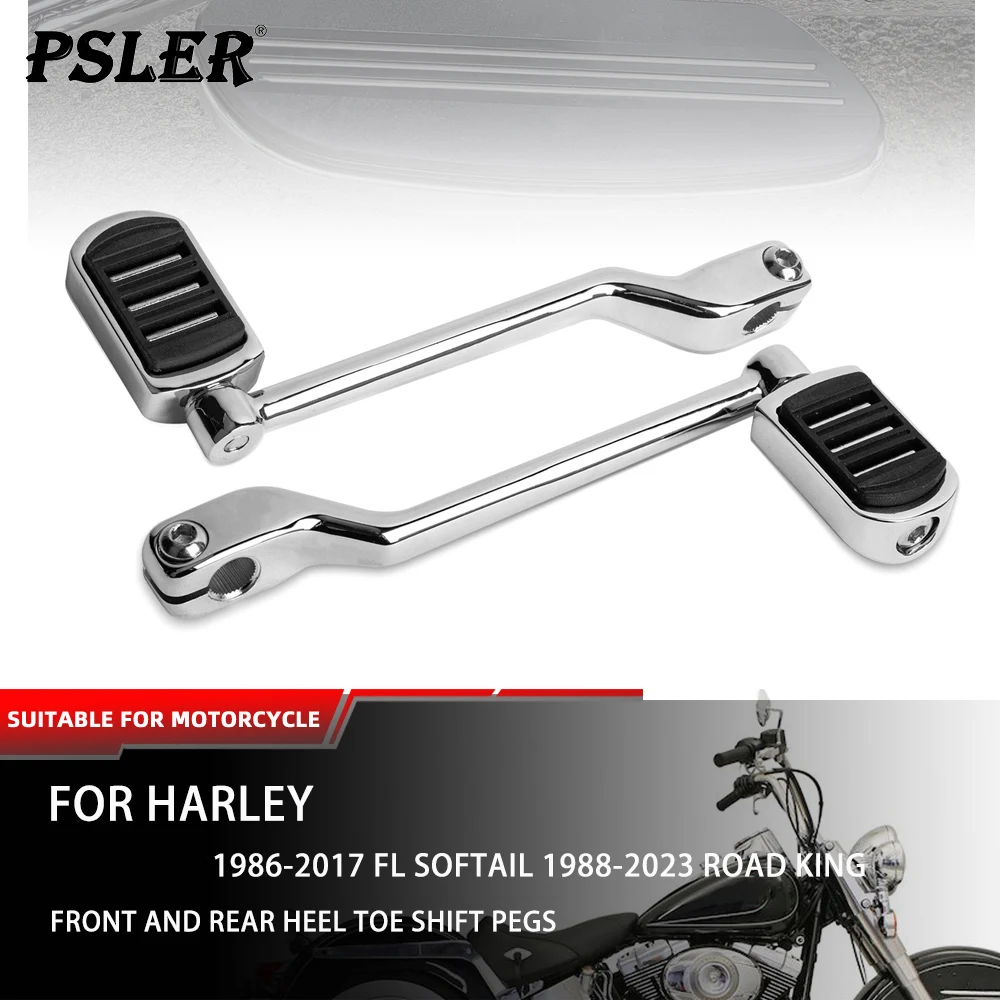 Motorcycle Front and Rear Heel Toe Shift Pegs for Harley 1986-2017 FL Softail 1988-2023 Road King Levers w/Shifter Peg