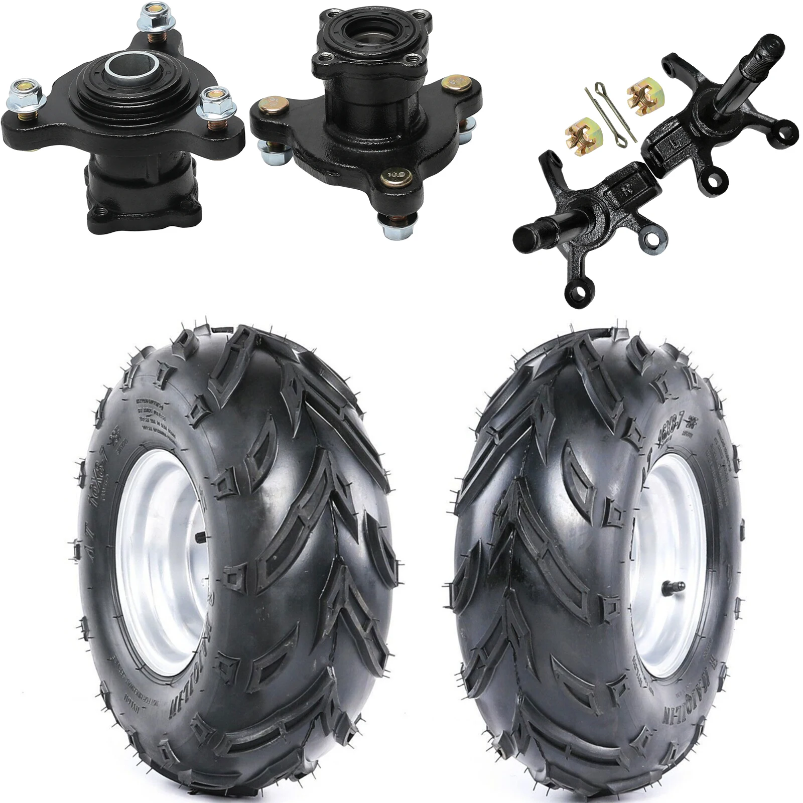 

TDPRO 3-болтовые 7-дюймовые шины 16x8x7 Шины для ободов колес 160 фунтов Максимальная нагрузка и ступица 17 мм Stub Axle 110cc 125cc Quad Go Kart ATV Buggy