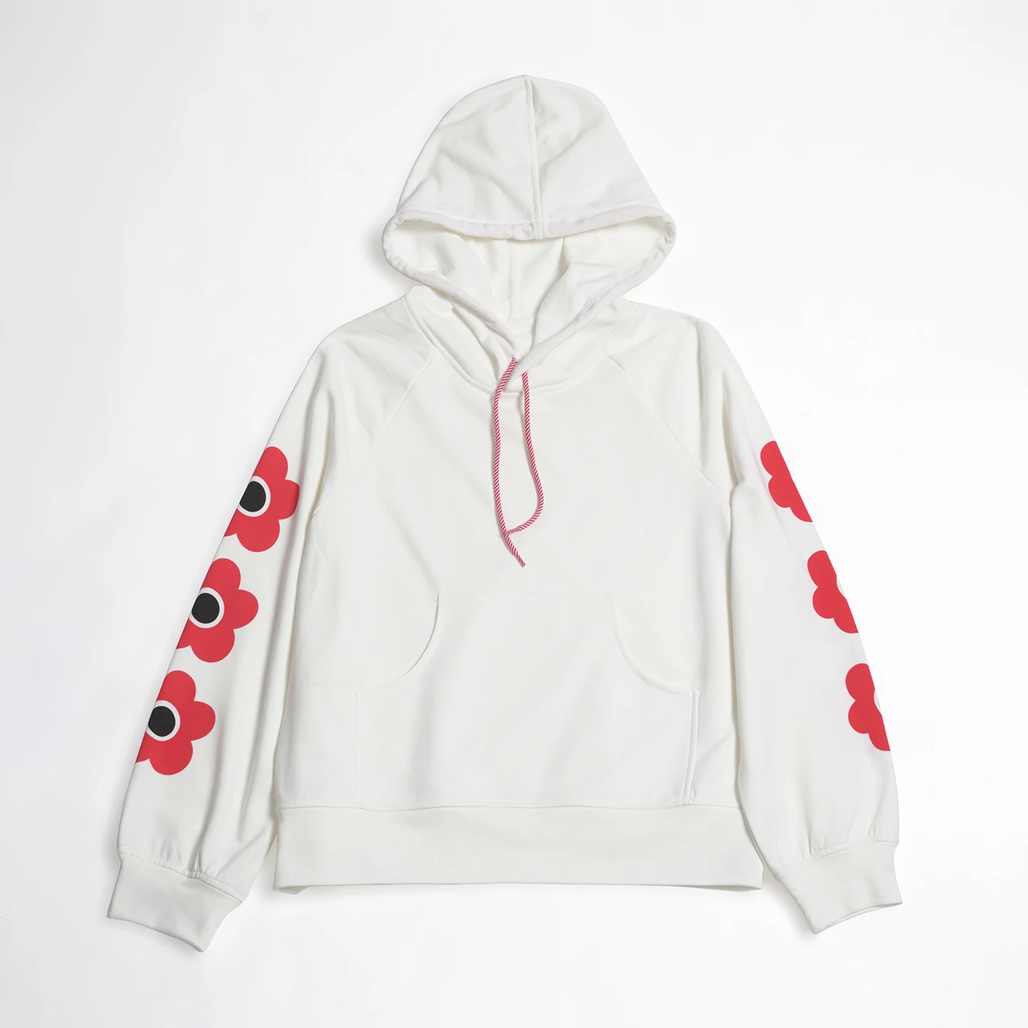 

White top imakokoni 2026 original spring casual art print versatile loose hooded drawstring hoodie 265396