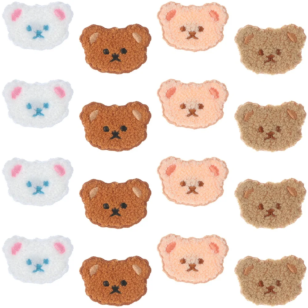 4PCS Bear Embroidery Patches 4 Colors Cute Cartoon Bear Patches Iron on Sew Applique Patches DIY Accessory for Clothes Backpack