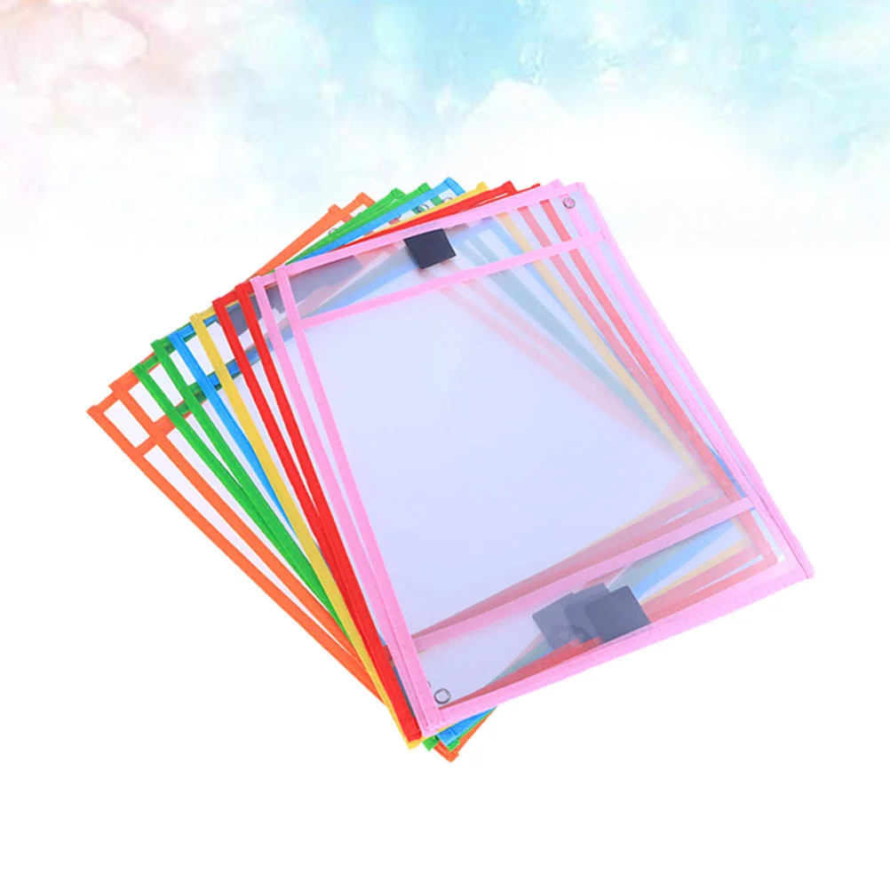 12 Pcs Dry Erase Sleeves Pocket Write and Wipe Pockets Protector Resuable Child