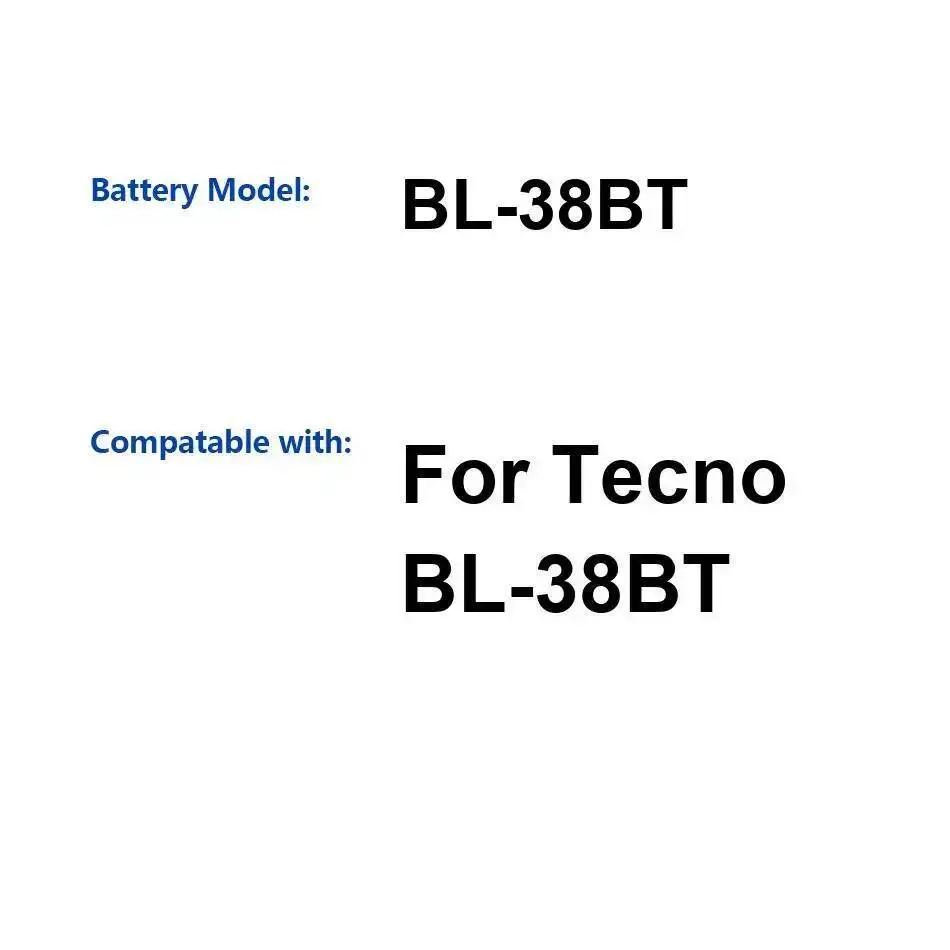 

Стабильный аккумулятор мобильного телефона 4000 мАч для замены Tecno BL-38BT Premium