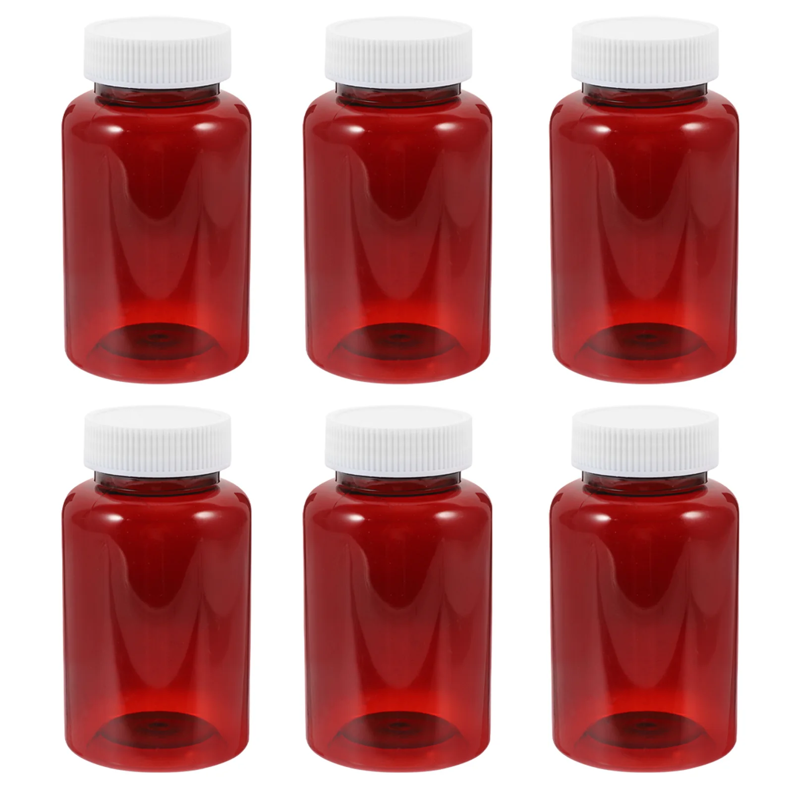 

6Pcs Pet Material Durable Empty Medicine Bottles Amber Color Caps Storage Bottles Empty with Caps Plastic Medicine Container