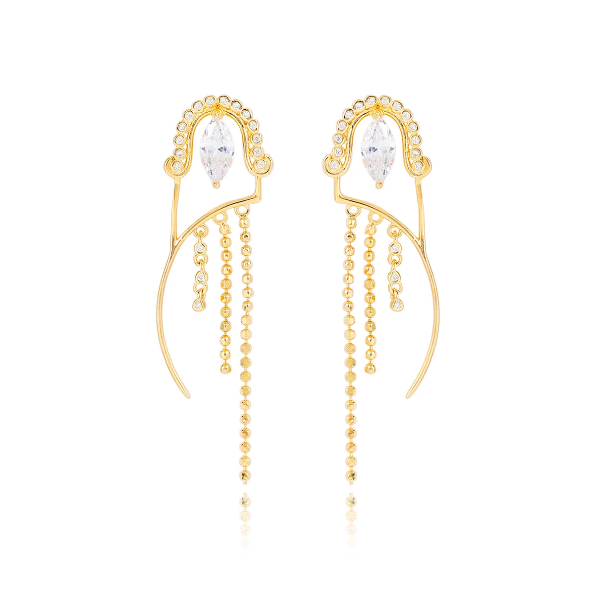 HAIKE S925 Sterling Silver Earrings Long Tassel Ear Pin Banquet  Party Pairing Advanced Original Women  Dynamic Beads Essential