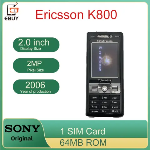 Original Sony Ericsson K800 GSM 2G 3G Mobile Cell Phone 2.0'' 3MP Camera Bluetooth FM Radio Unlocked CellPhone