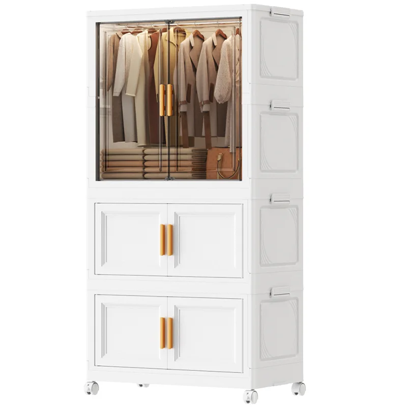 

European transparent plastic storage box single free installation foldable toy clothing storage cabinet for modern life