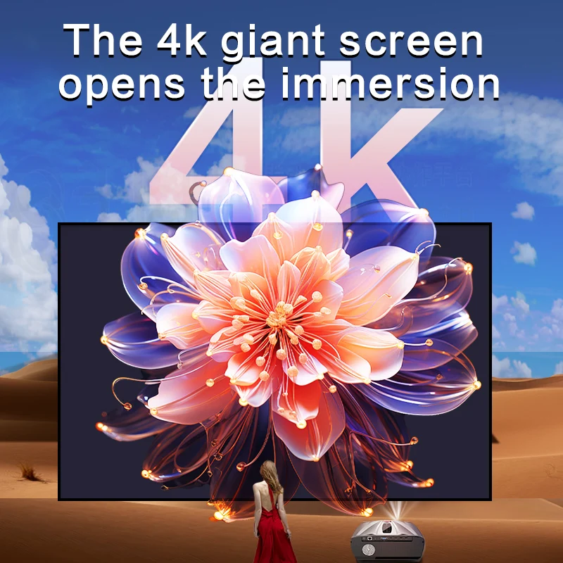 4K Android Smart WiFi Projector Portable 3D 1080P Pocket Home Theater Education LED Lamp 2G Optional Battery US Plug Outdoor Use