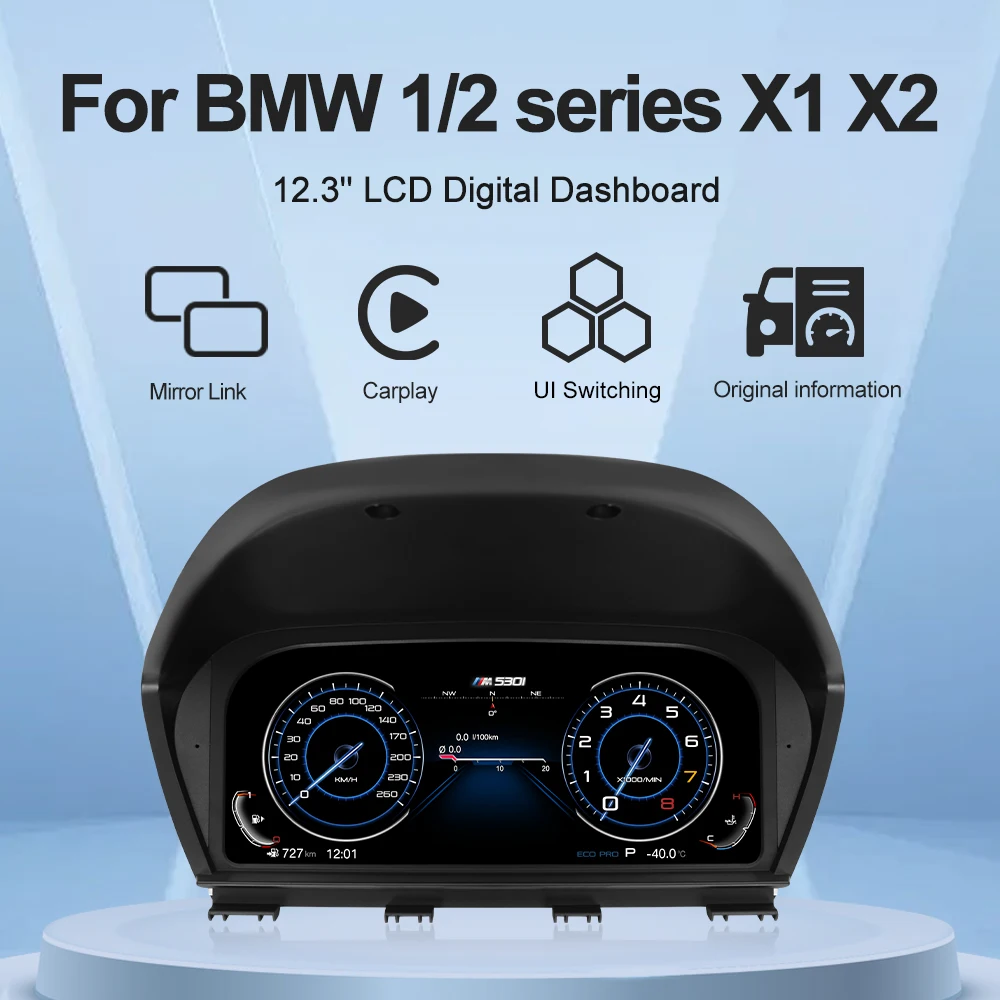 

12.3 ''Digital Instrument Cluster for BMW 1/2 series X1 X2 F20/F22/F39/F48/F49/F52 IPS screen Panel Cockpit Voor carplay OTA