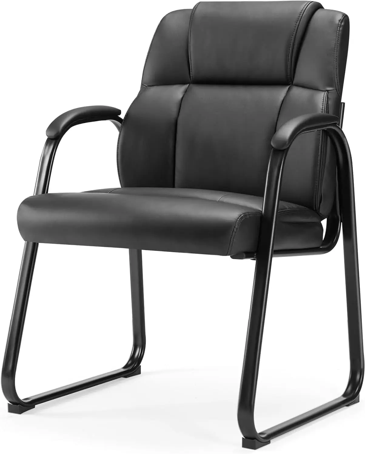 Yssoa Guest Chair, Waiting Room Chairs Office Chair No Wheels, Leather Guest Chair With Padded Arms For Reception Meeting