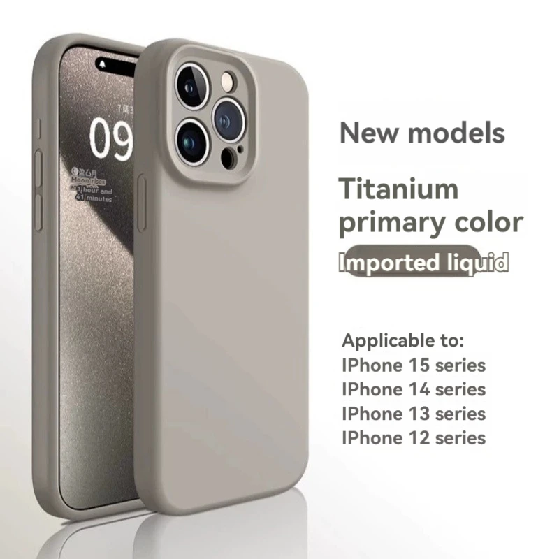 Capa Macia de Silicone Líquido para iPhone, Tudo Incluído, Resistente a Queda e Sujeira, Capa Nova, 15, 14, 13 Pro Max, Plus