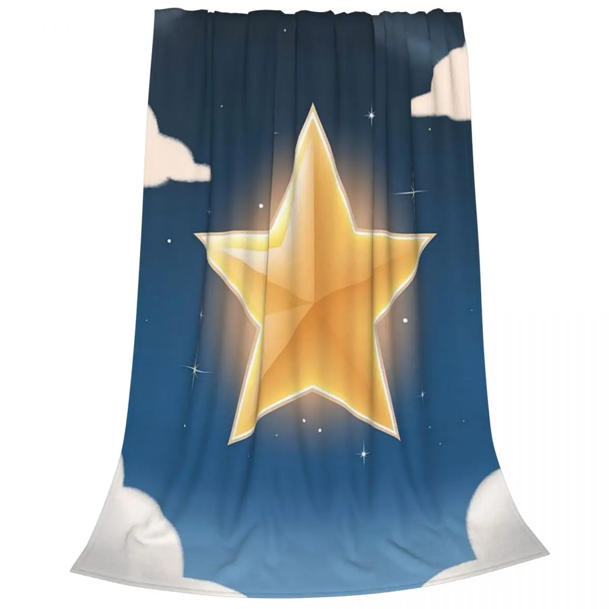 Golden Star Floating In Dreamy Night Sky With Clouds Blankets Fleece Sofa Throw Blankets For Home Bedroom Throws Bedspread Quilt