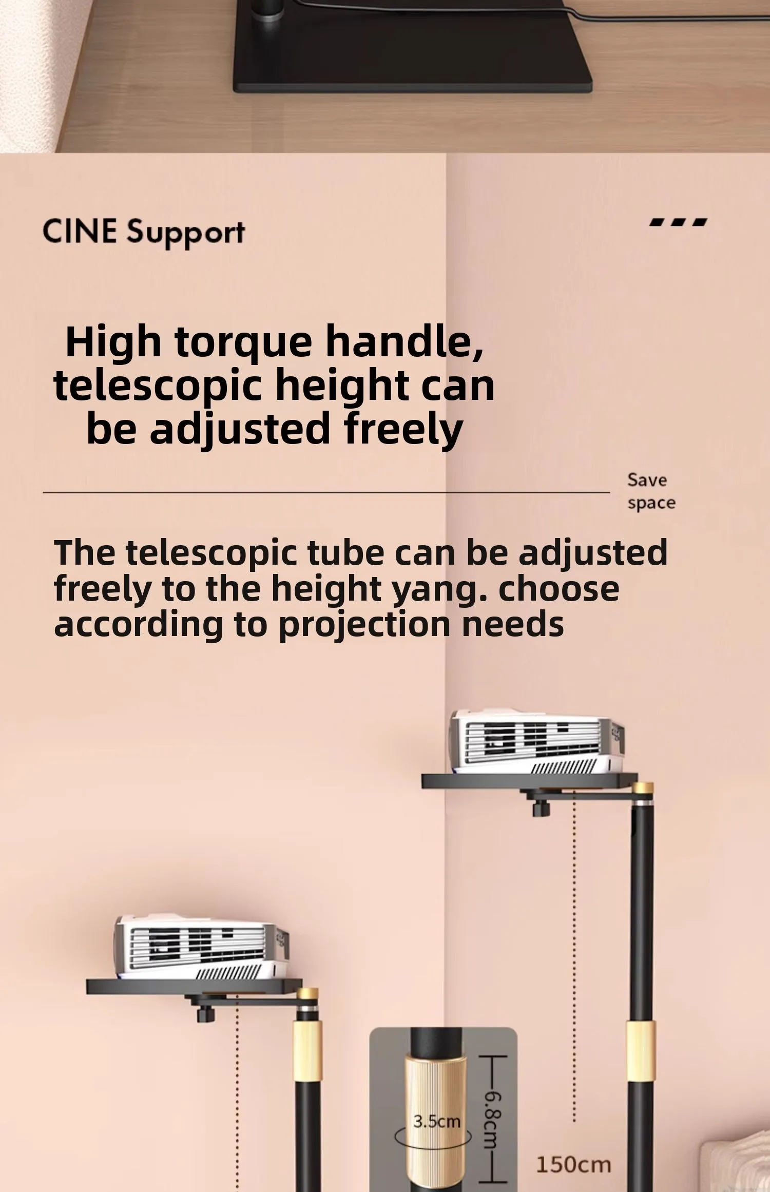 YJQ Projector Stand Floor Tray Rack Projector Home Bedside No-Drill Wall-Mounted Hidden Stand