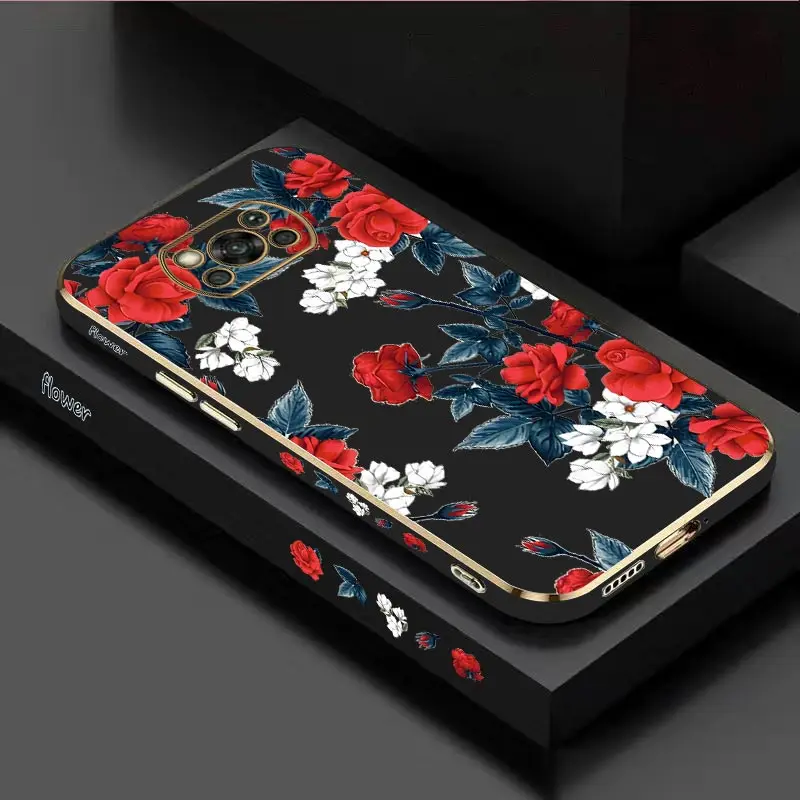 Dazzling Rose Luxury Plating Phone Case For Xiaomi POCO X3 X5 X2 X3NFC X5Pro X4NFC X4Pro X3Pro X4GT X3GT F5 F4GT M5 M3 M4 Cover