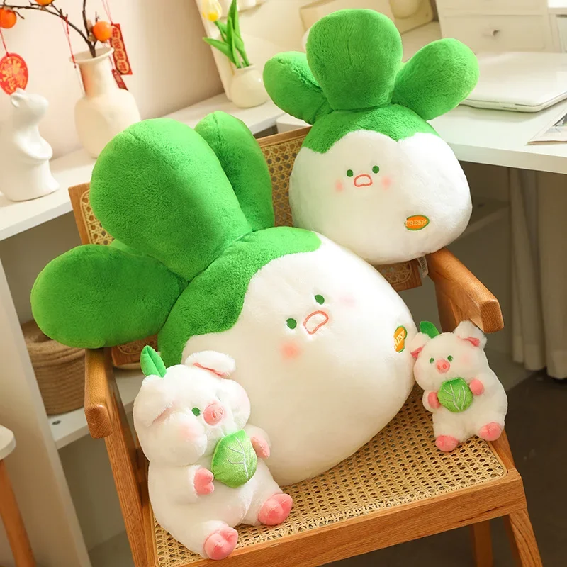 Vegetable Pig Plush Toy Cartoon Cabbage  Soft Stuffed Doll Backpack Car Decora Cabbage Bag Decor Kid Gift