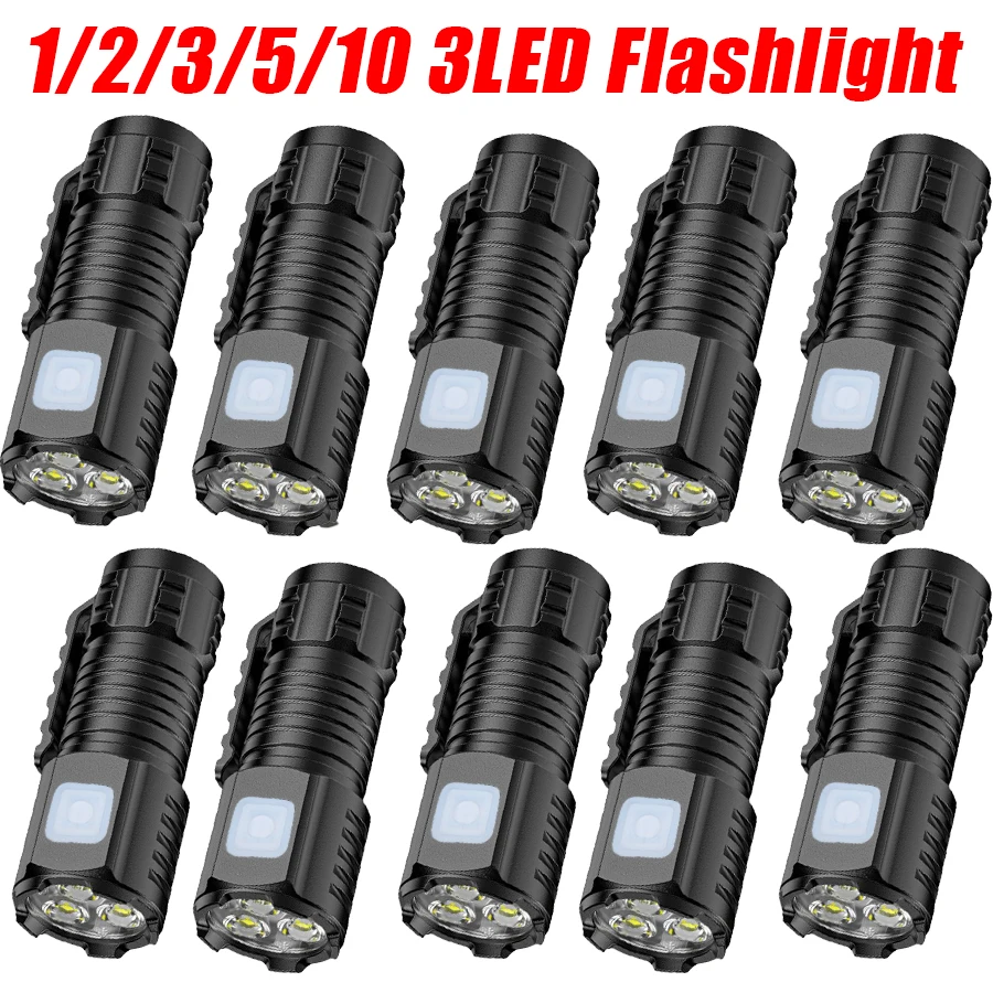 Powerful Mini LED Flashlights Keychain Pocket Flashlight USB Rechageable with 5 modes Portable Searchlight Torch Lamp Lights