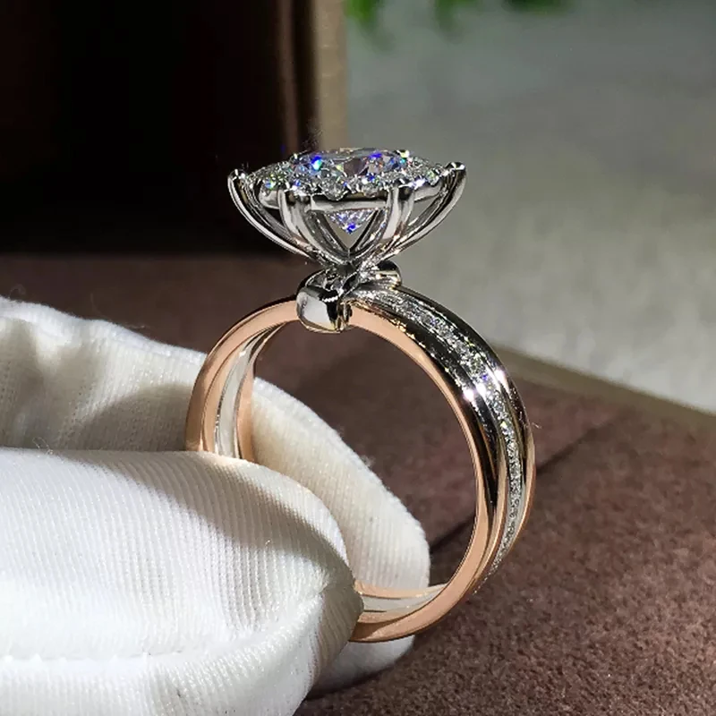 الجولة الكلاسيكية 4 مخالب تصميم الزفاف المشاركة خواتم الزفاف AAA المبهر زركون Hot البيع الخالدة نمط الإناث المجوهرات