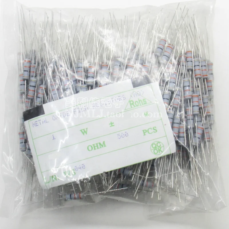 

500pcs 1W +-5% Carbon Film Resistor 1W 1R 10R 22R 47R 100R 220R 330R 680R 1K 2K2 4.7K 10K 47K 100K 470K 1M