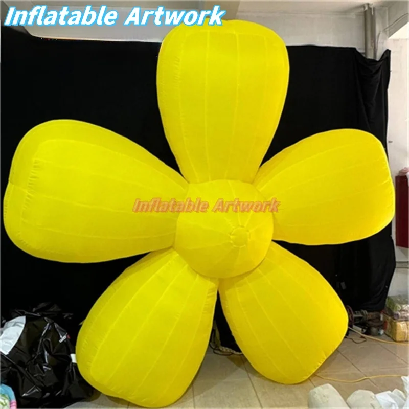 Modelo de flor inflável amarelo gigante decorativo de festa personalizado para brinquedos de design de palco