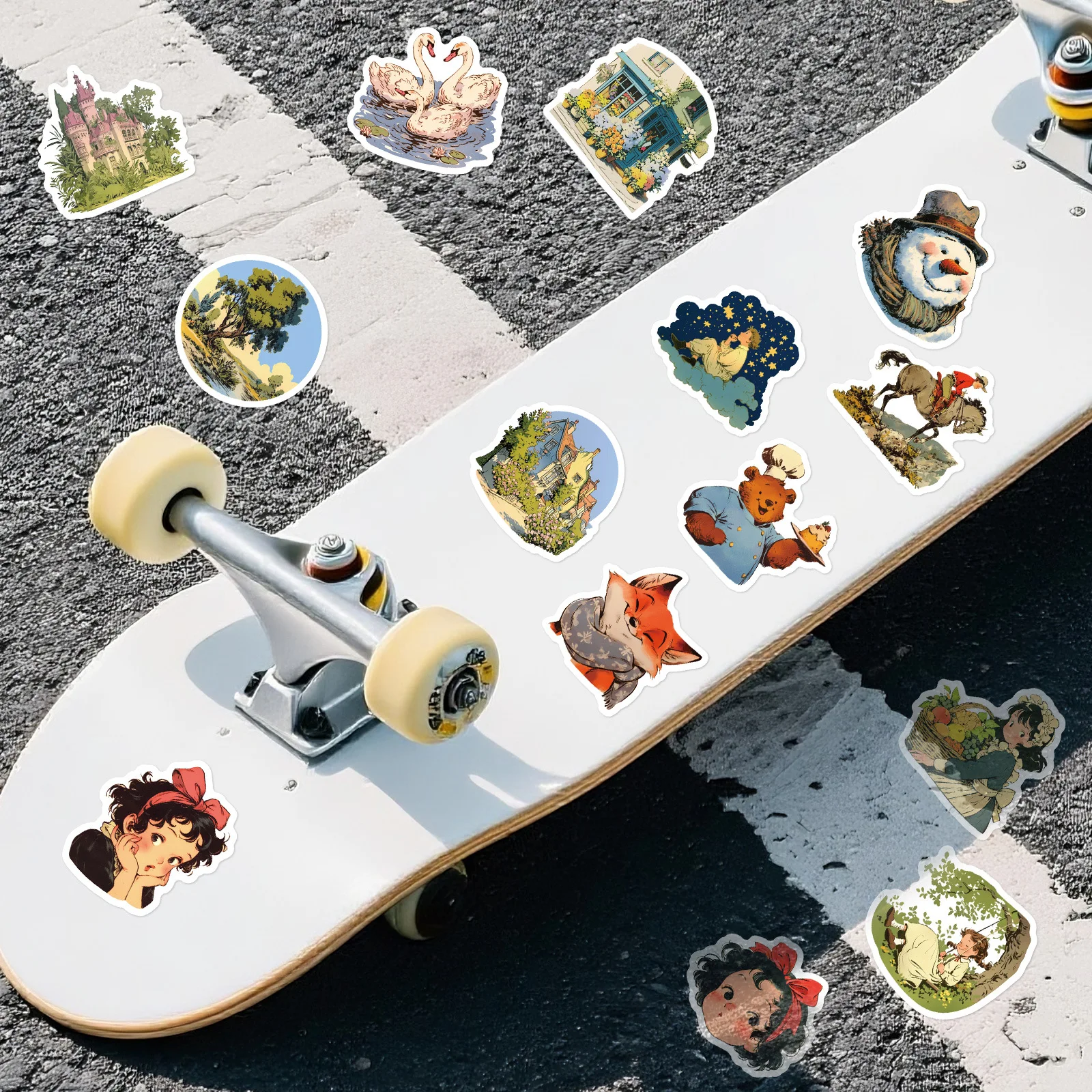10/50PCS 만화 목가적 인 만화 동화 낙서 스티커 휴대 전화 케이스 태블릿 노트북 DIY 장식 장난감 선물 스티커