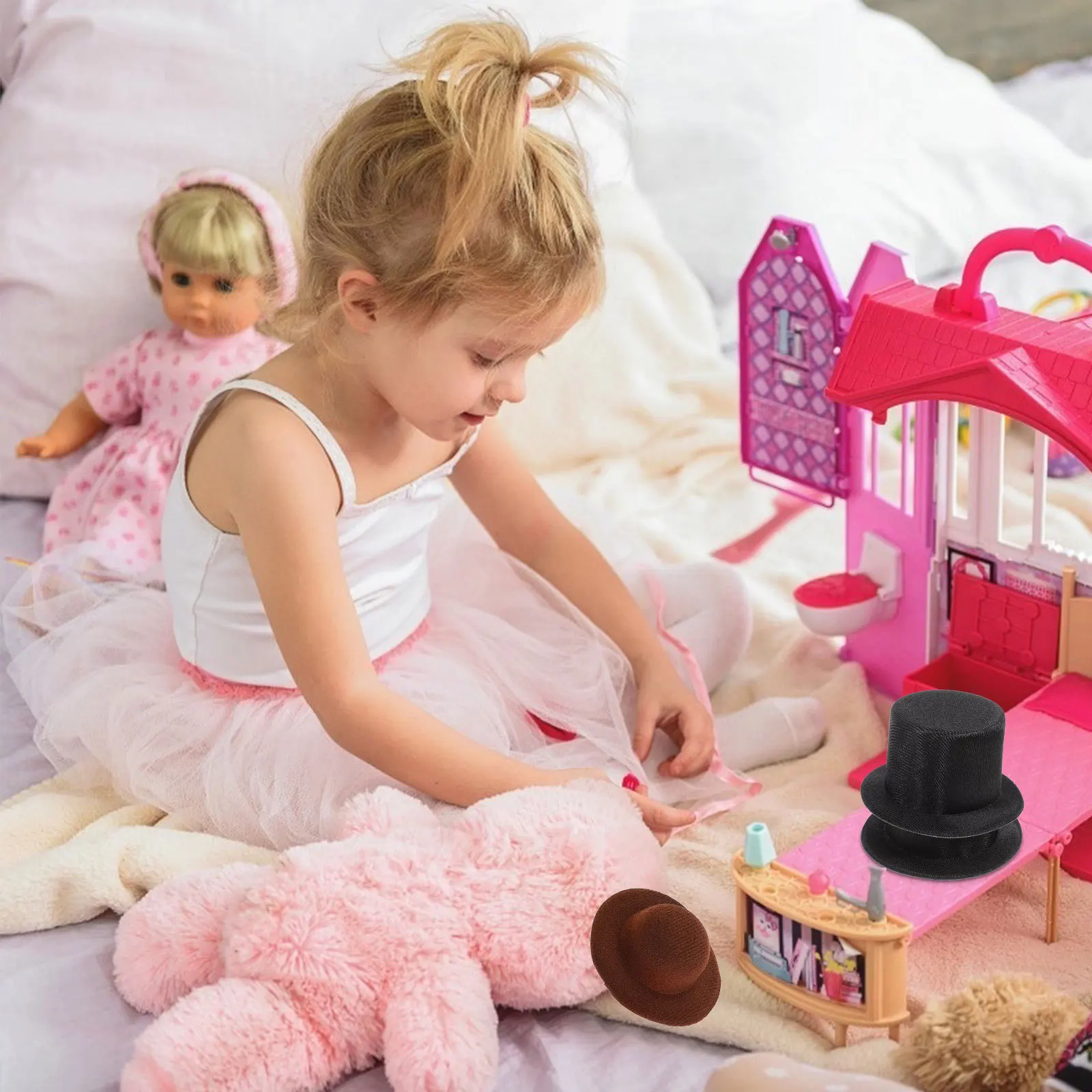 

Tiny Top Hat for Crafts 4Pcs Mini Snowman Hat DIY Christmas Decor Party Favors Small Cap Bottle Decoration