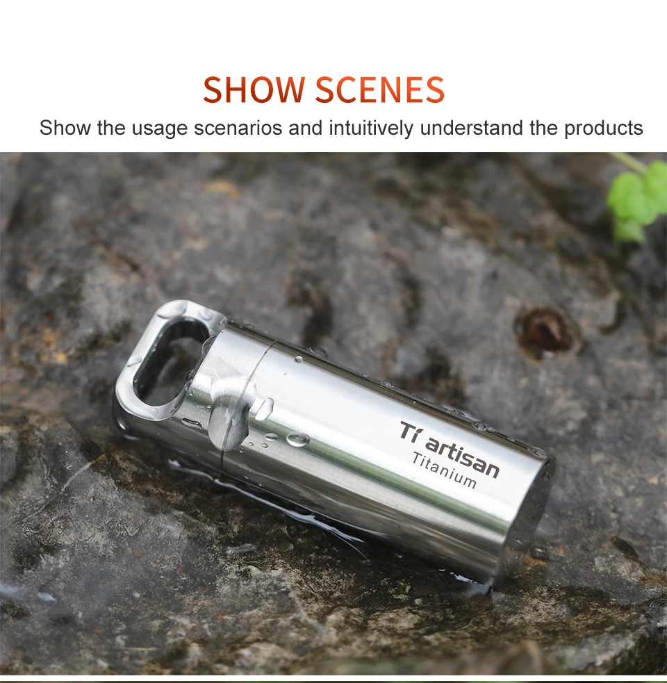 Tiartisan Titan Mini EDC-Werkzeuge Tragbare Versiegelte Medizinflasche für Zuhause und Outdoor Wasserdichte Titan-Pillendose – Detail 16