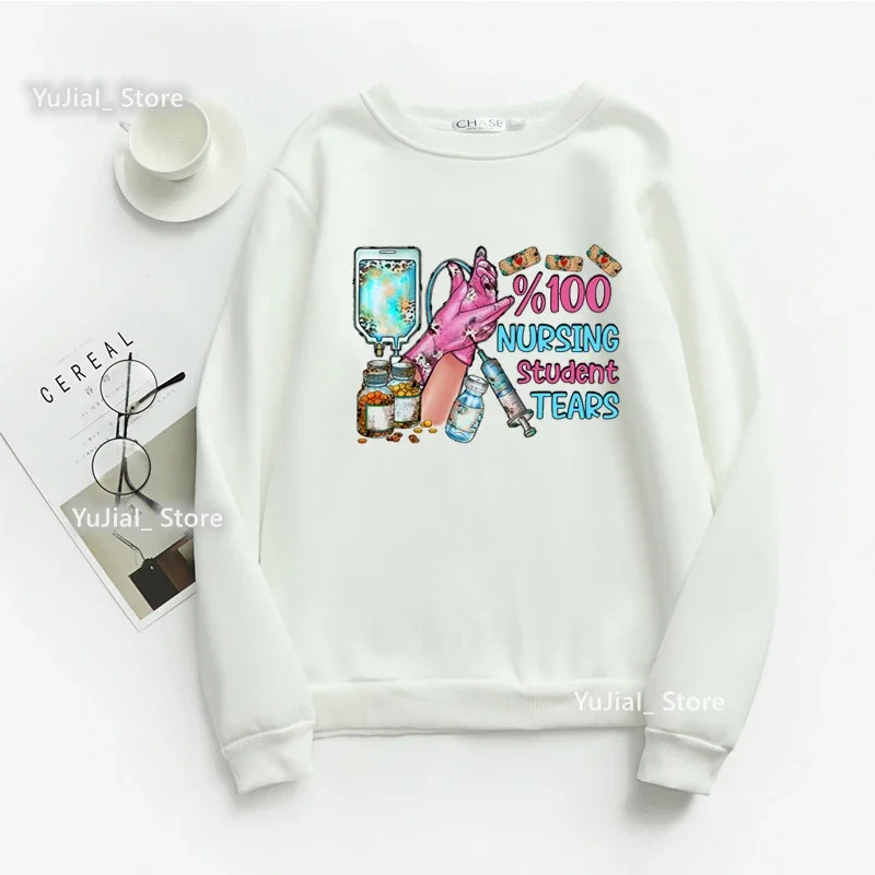 Leopard Nurse Letter Printing Women\'s Hoodie Fashion Harajuku 90s girls Autumn Winter Long Sleeve Women\'s Crew Neck Sweatshirt