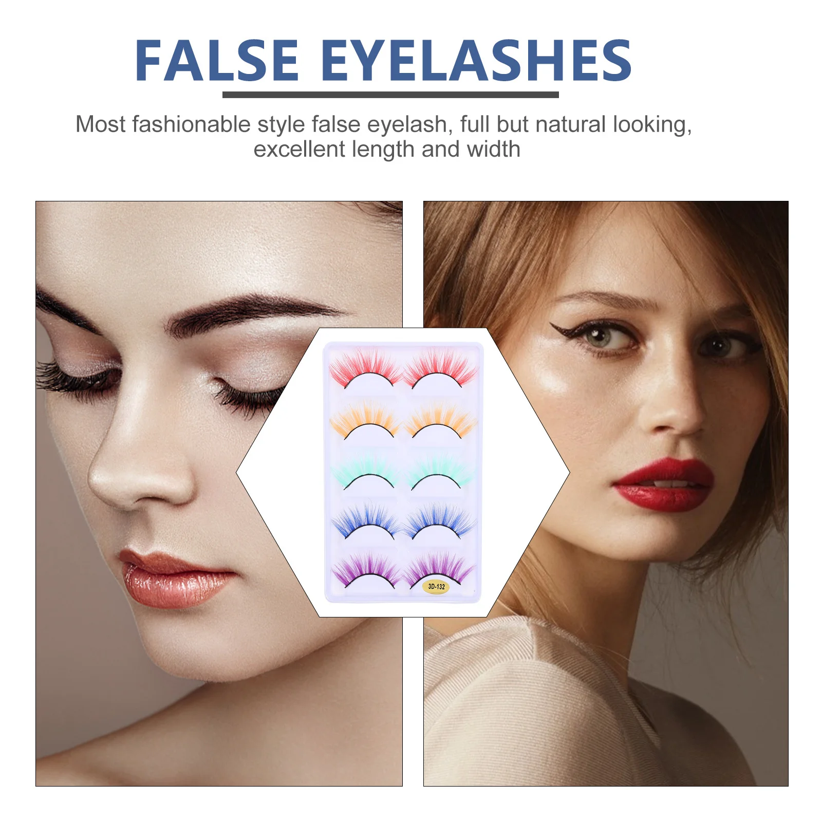 

5 Pairs 3D False Eyelashes Colorful Fiber Lashes For Halloween Party Stage Performance Makeup Thick Volume Artificial Eyelash