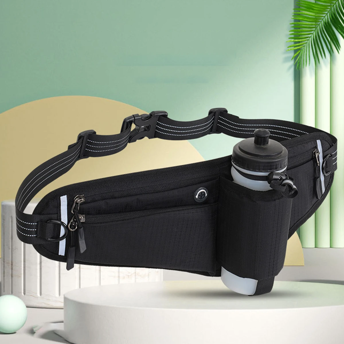 

Waterproof Hydration Running Belt with Bottle Holder - Adjustable Waist Pack for Hiking, Cycling, Gym